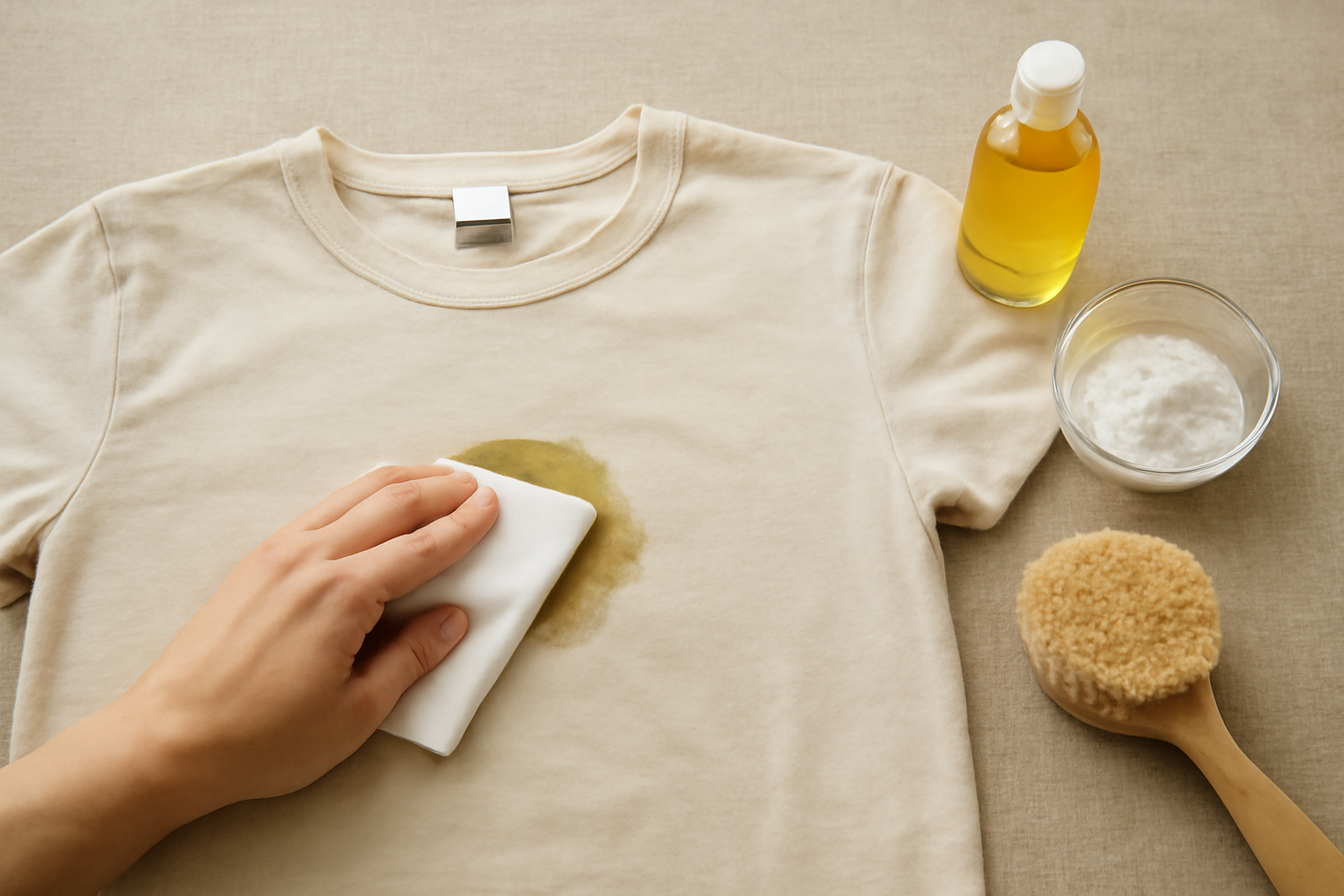 How to Remove Olive Oil from a Cotton T-Shirt illustration