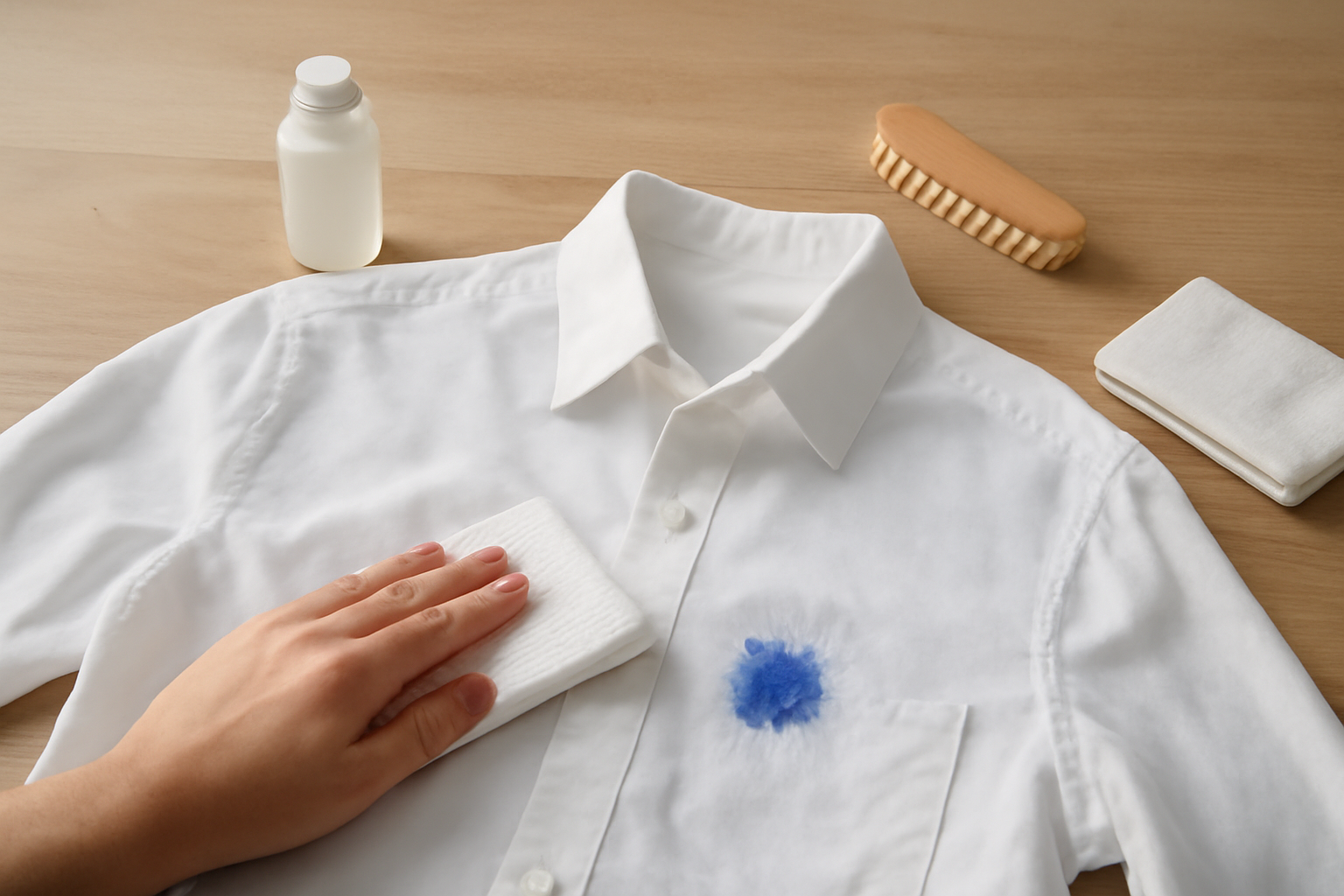 Remove Ballpoint Pen Ink from a Cotton Shirt: Fresh and Dried Stain Methods illustration