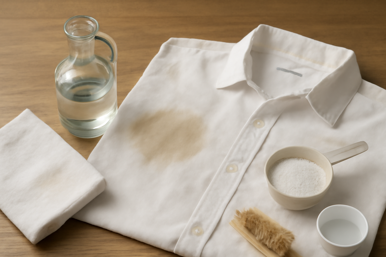 White Vinegar vs. Oxygen Bleach: Which Removes Set-In Sweat Stains from White Cotton Shirts Better? illustration