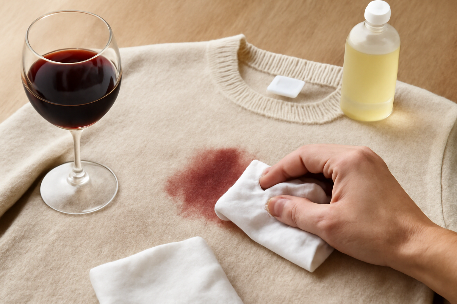 How to Remove Red Wine from a Wool Sweater: Fresh and Dried Stain Methods illustration