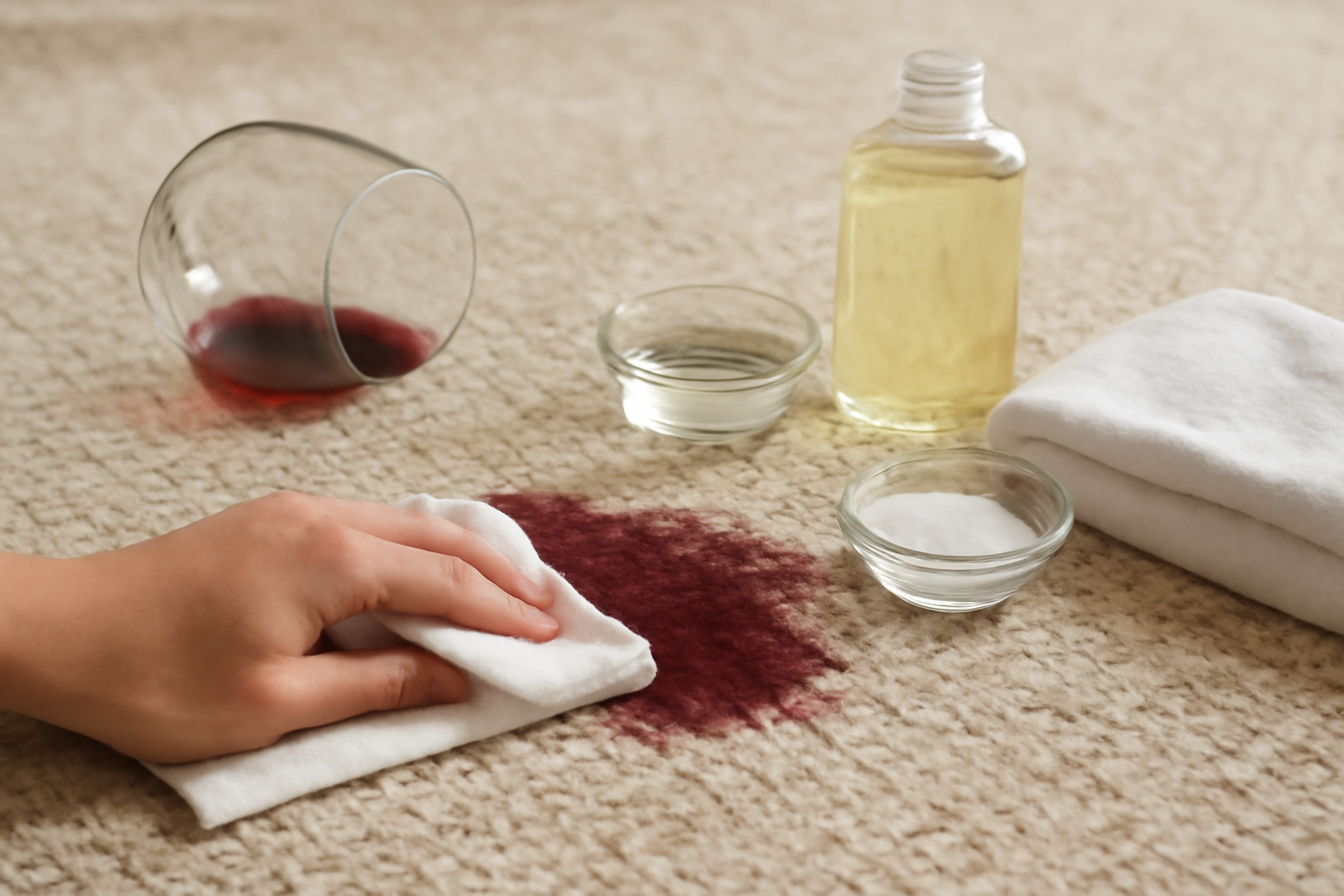 How to Remove Red Wine from a Wool Rug: Fresh and Dried Stain Methods illustration