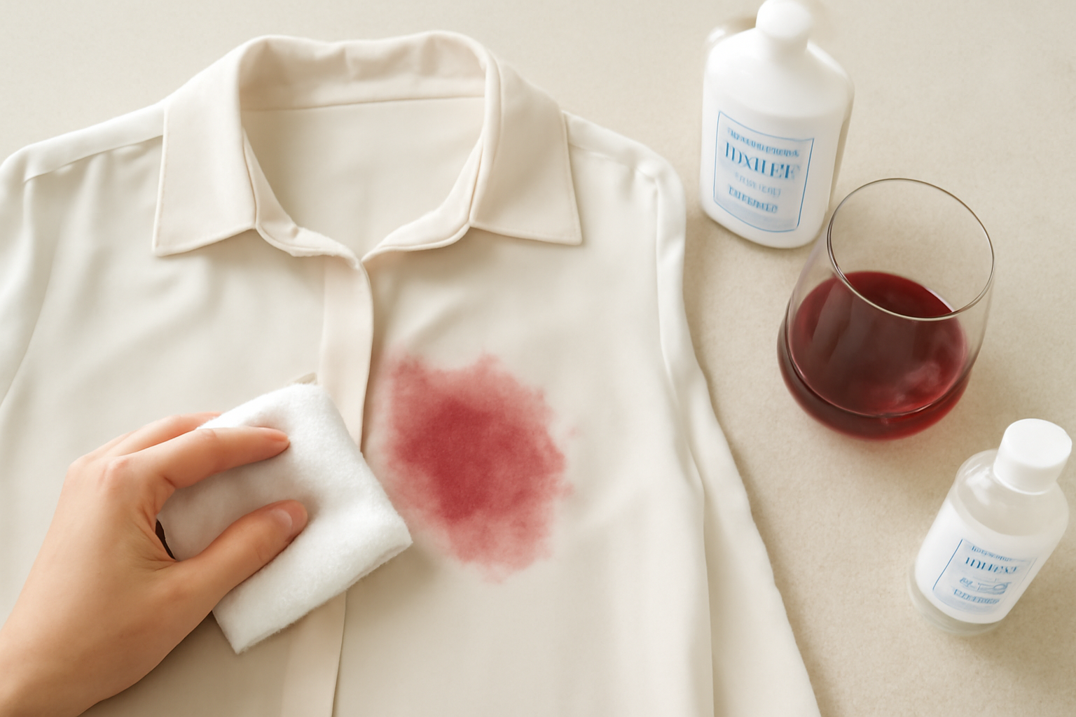 How to Remove Red Wine from a Polyester Blouse: Fresh Spill and Dried Stain Steps illustration