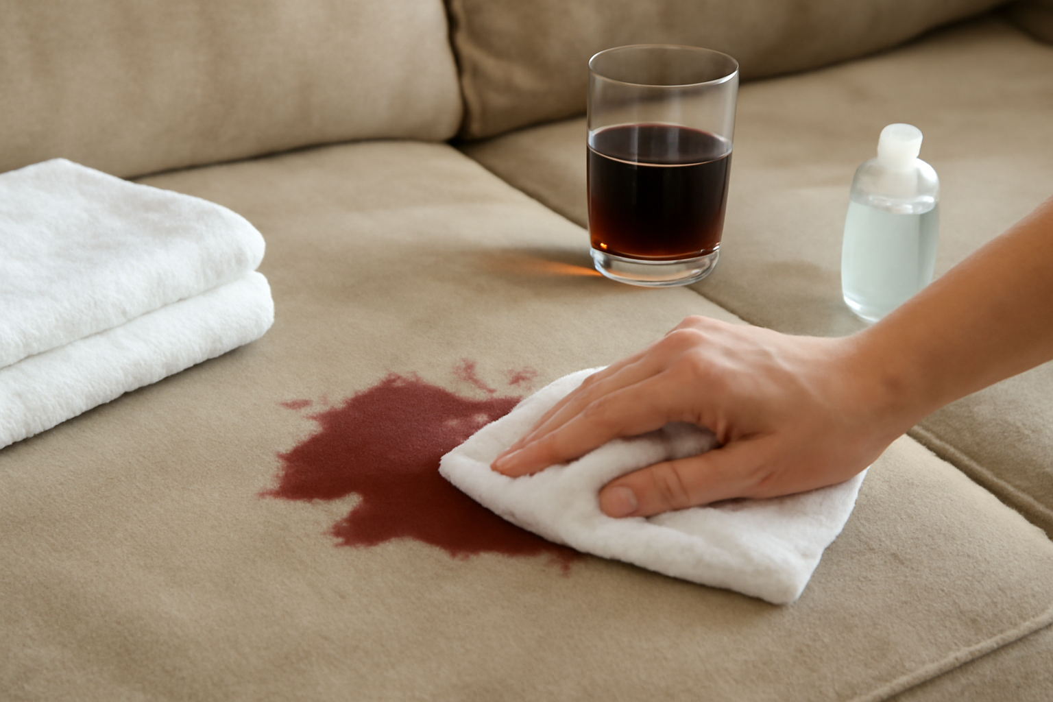 How to Remove Red Wine from a Microfiber Sofa: Fresh Spill and Dried Stain Steps illustration