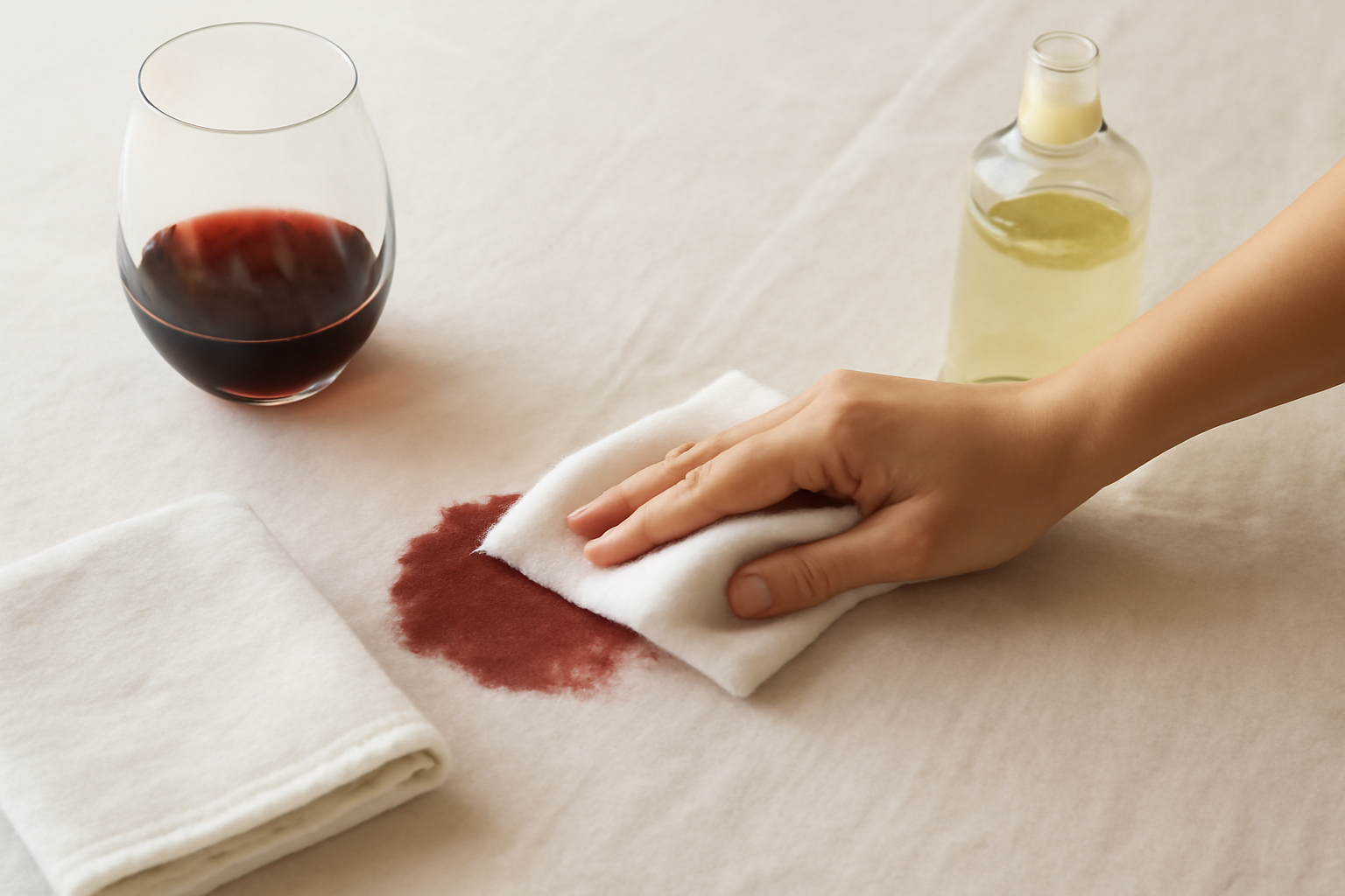 How to Remove Red Wine from Linen Fabric: Fresh Spill and Dried Stain Steps illustration