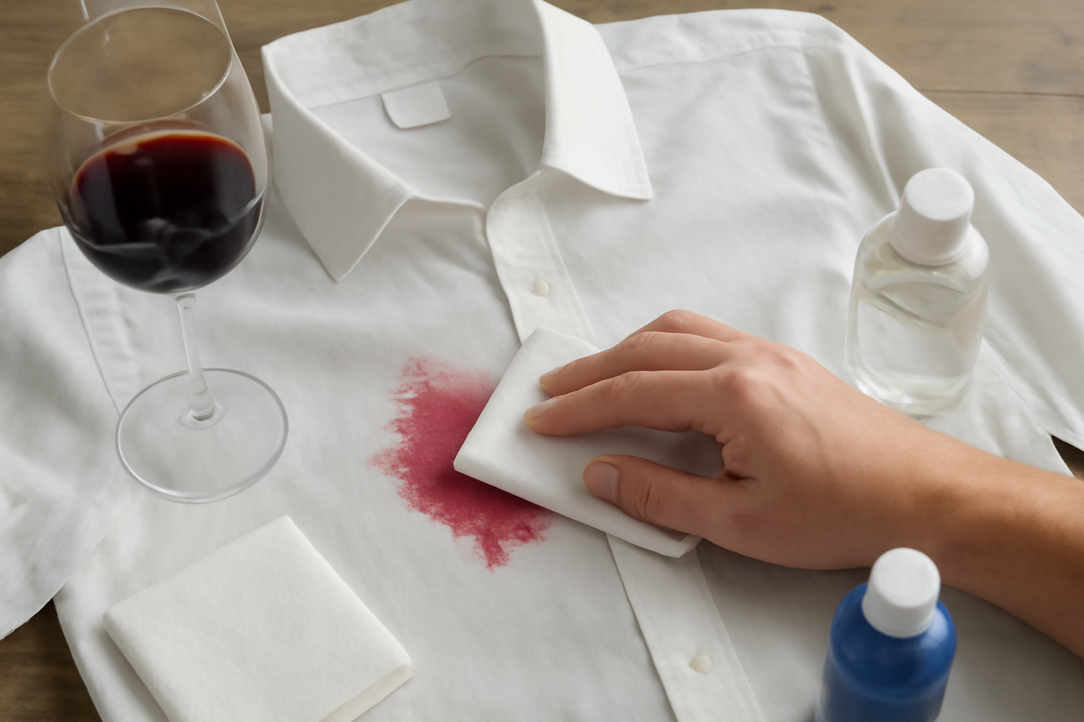 How to Remove Red Wine from a 100% Cotton Shirt: Fresh Spill and Dried Stain Steps illustration