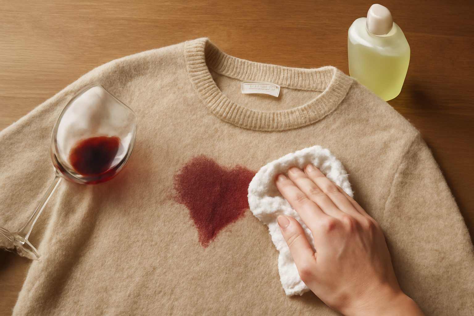 How to Remove Red Wine from a Wool Sweater: Fresh Spill and Dried Stain Steps illustration