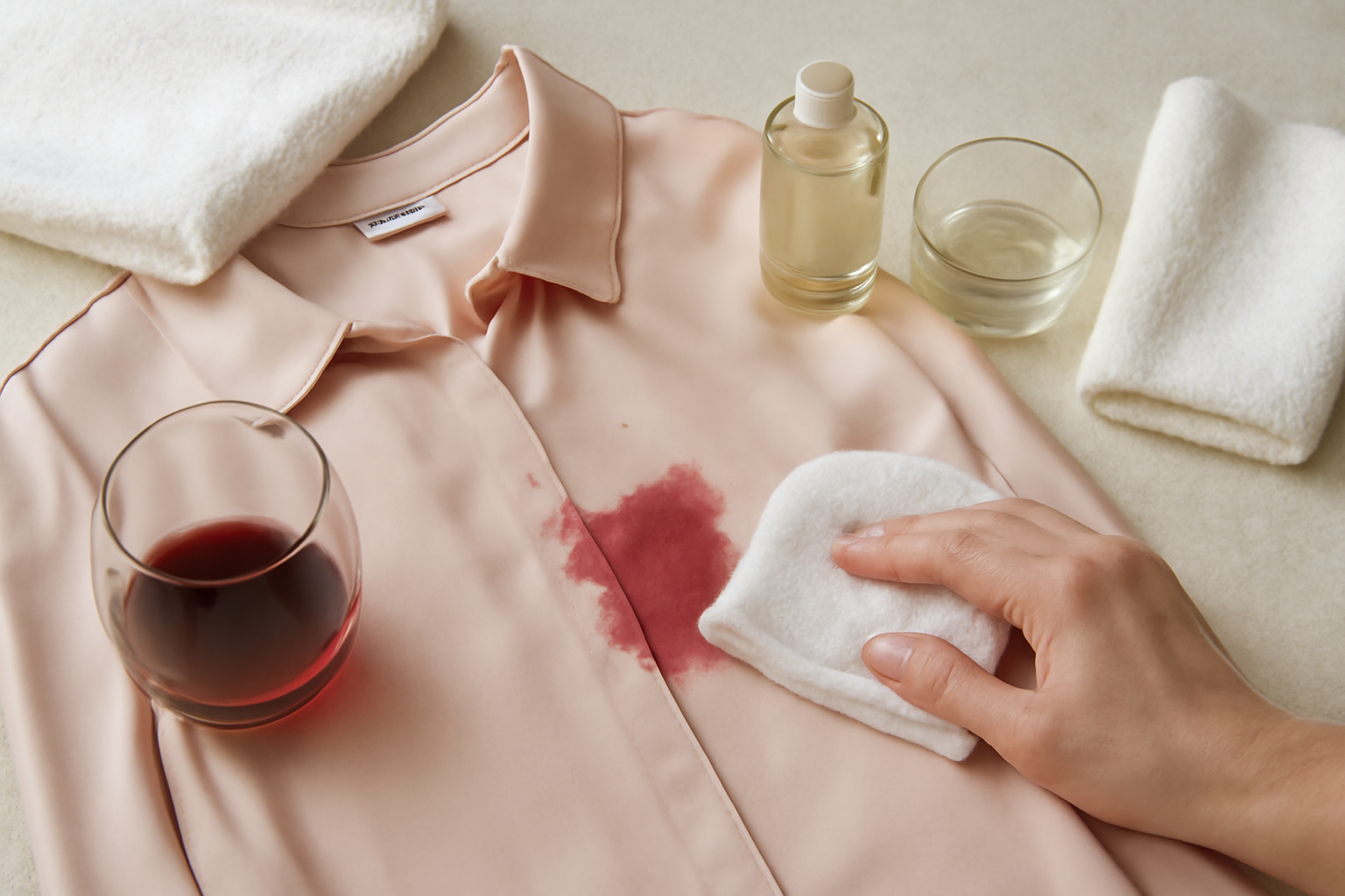 How to Remove Red Wine from a Silk Blouse: Fresh Spill and Dried Stain Steps illustration