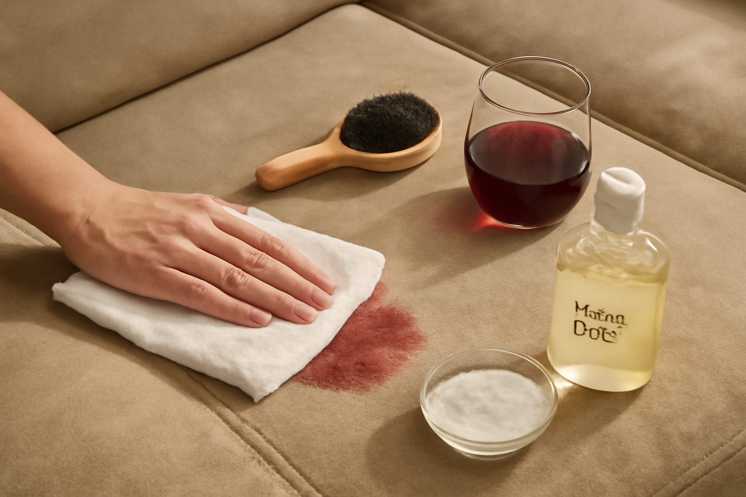 How to Remove Red Wine from a Microfiber Couch: Fresh and Dried Steps illustration