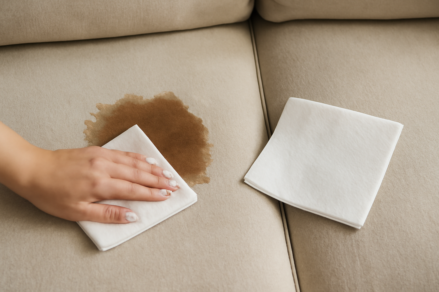 Imagem editorial: Como tirar mancha de café de sofá de microfibra