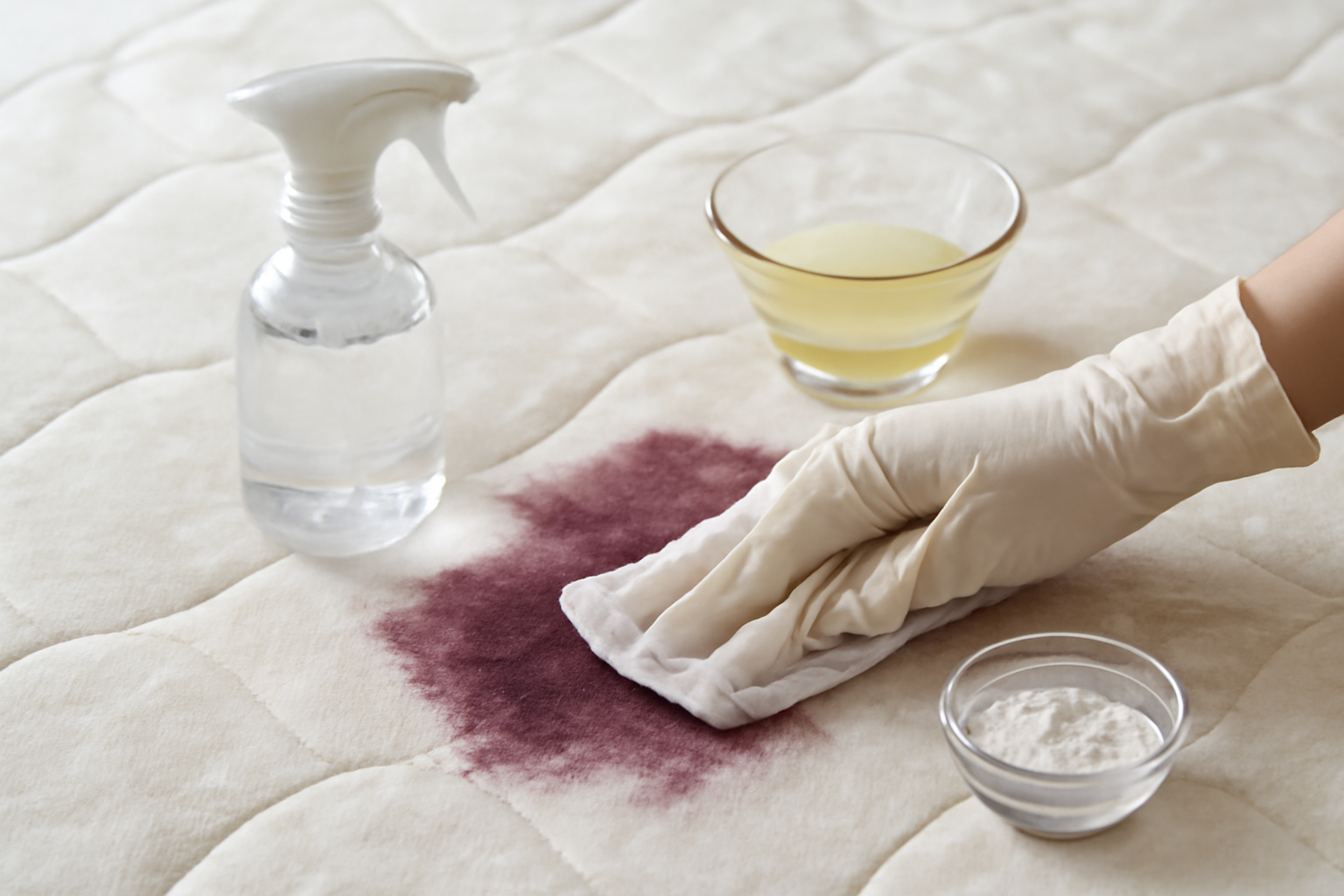 How to Remove Grape Juice from a Mattress: Fresh Spill and Dried Stain Steps illustration
