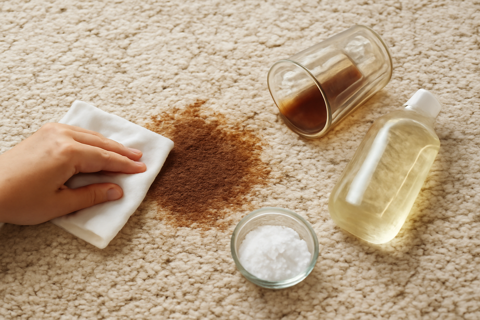 How to Remove Coffee from a Wool Rug: Fresh Spill and Dried Stain Steps illustration