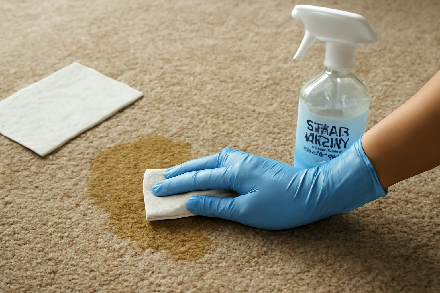 Imagen editorial: Cómo quitar una mancha de orina de perro de la alfombra (fresca o seca)