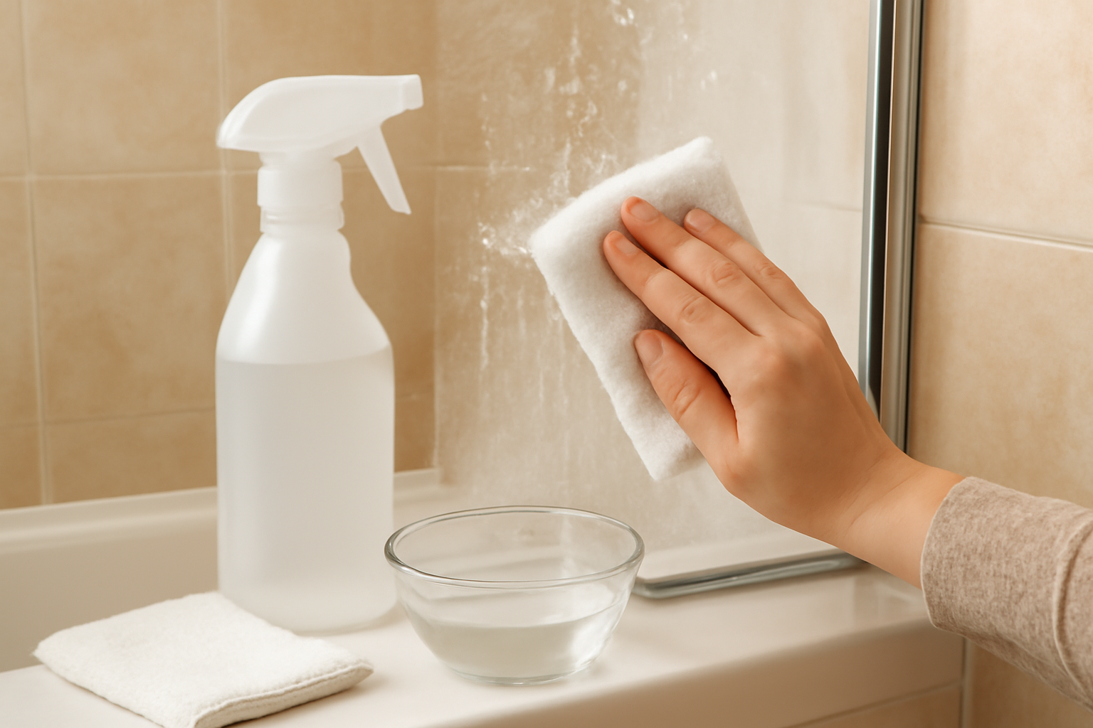 Imagen editorial: Cómo quitar manchas de agua dura del vidrio de la ducha