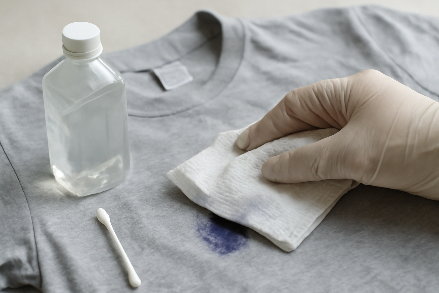 Imagen editorial: Cómo quitar una mancha de tinta de bolígrafo de una camiseta de algodón