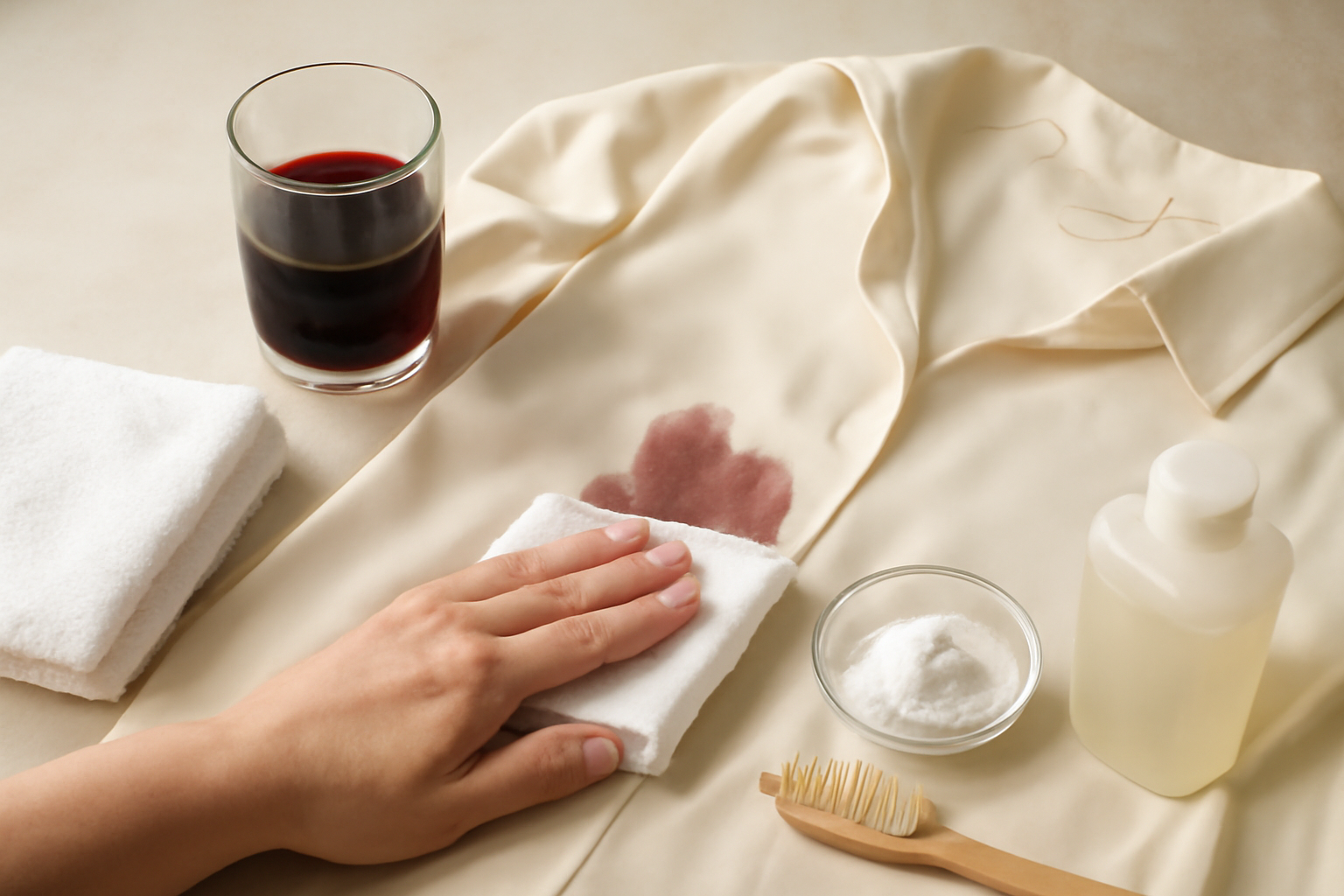 How to Remove Red Wine from a Silk Blouse: Fresh Spill and Dried Stain Steps illustration