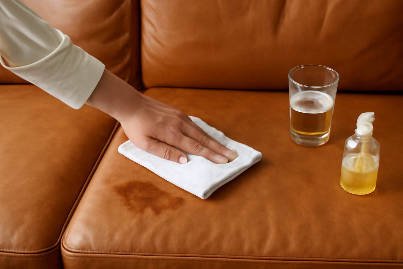 How to Remove Beer Stains from a Leather Sofa: Fresh and Dried Steps illustration