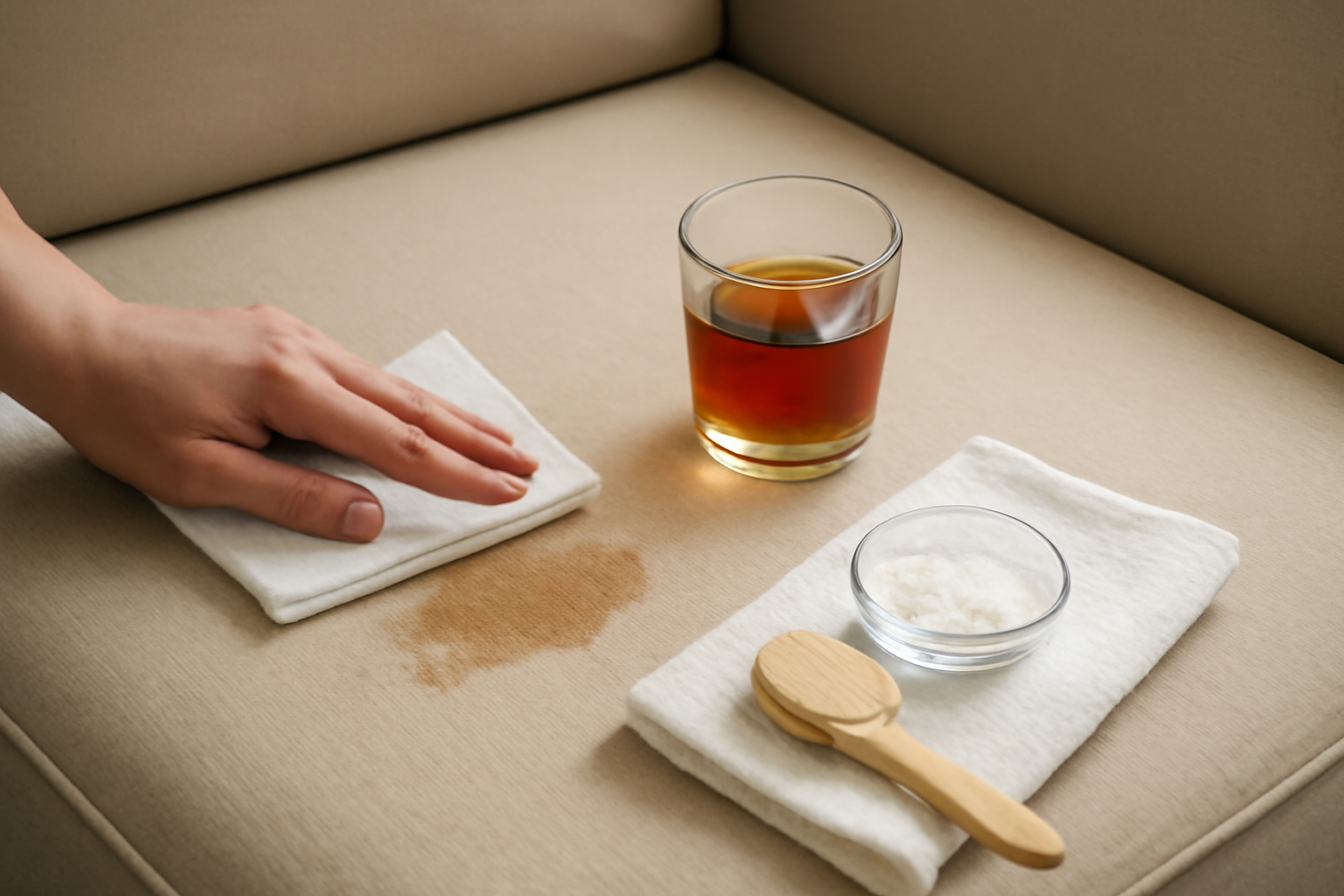 How to Remove Tea Stains from a Cotton Couch: Fresh and Dried Steps illustration