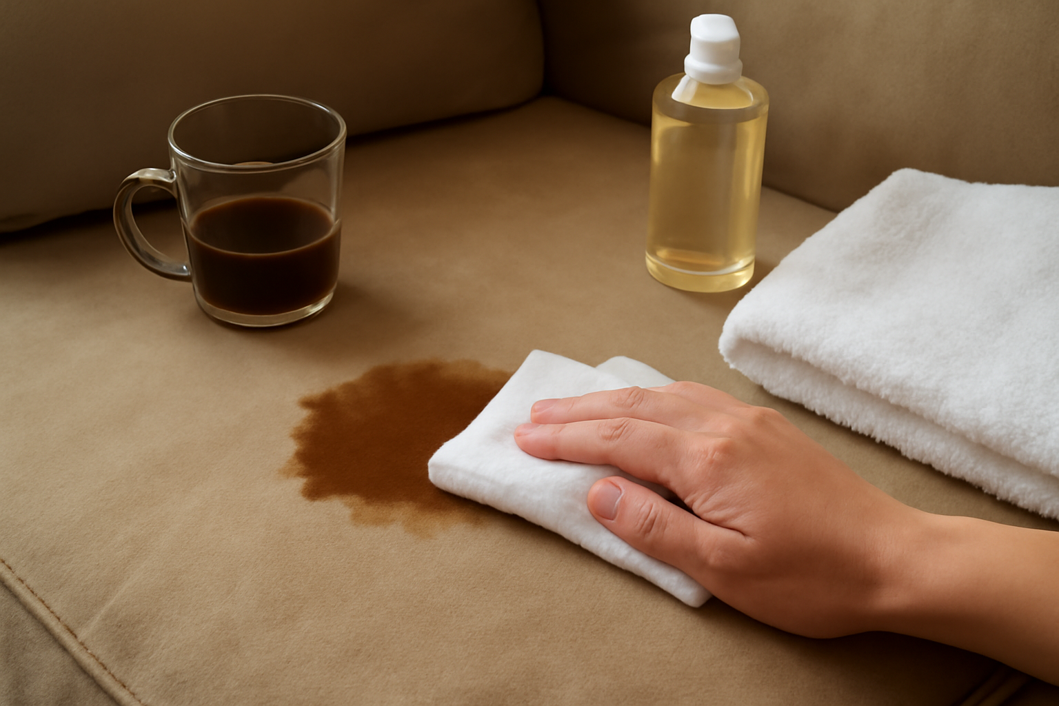 How to Remove Coffee from a Microfiber Couch: Fresh Spills and Dried Stains illustration