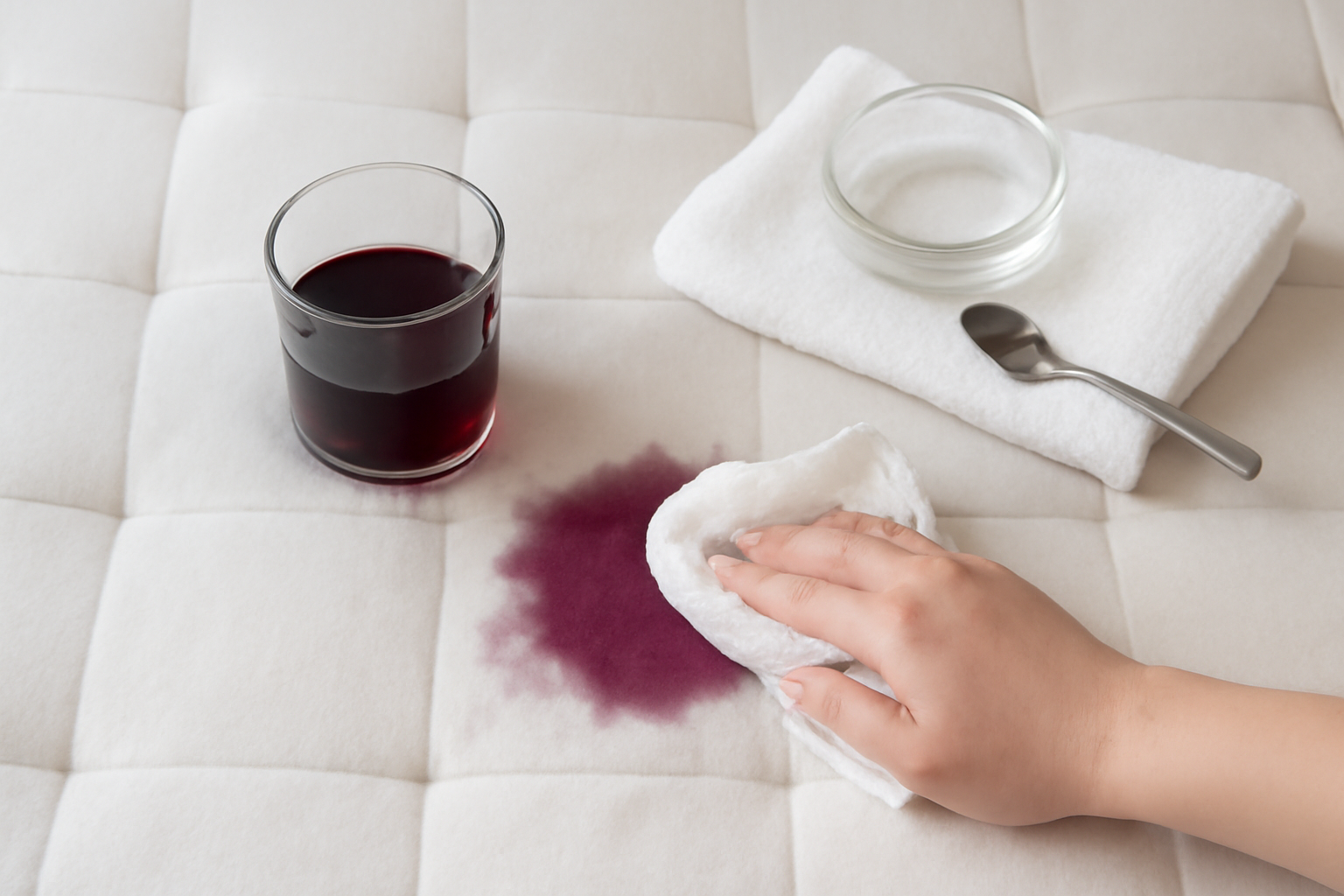 How to Remove Grape Juice from a Mattress: Fresh Spill and Dried Stain Steps illustration