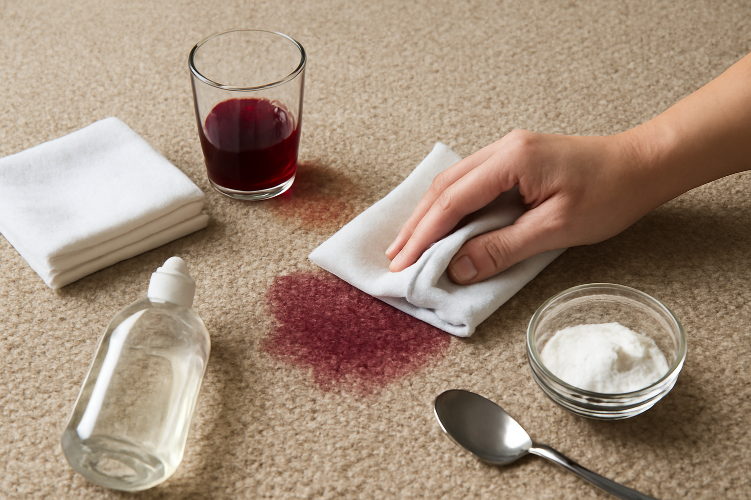 How to Remove Red Wine from Nylon Carpet: Fresh Spill and Dried Stain Steps illustration