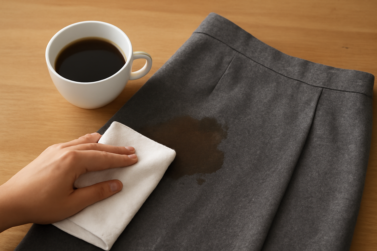 Imagen editorial: Cómo quitar una mancha de café de una falda de lana sin dañarla