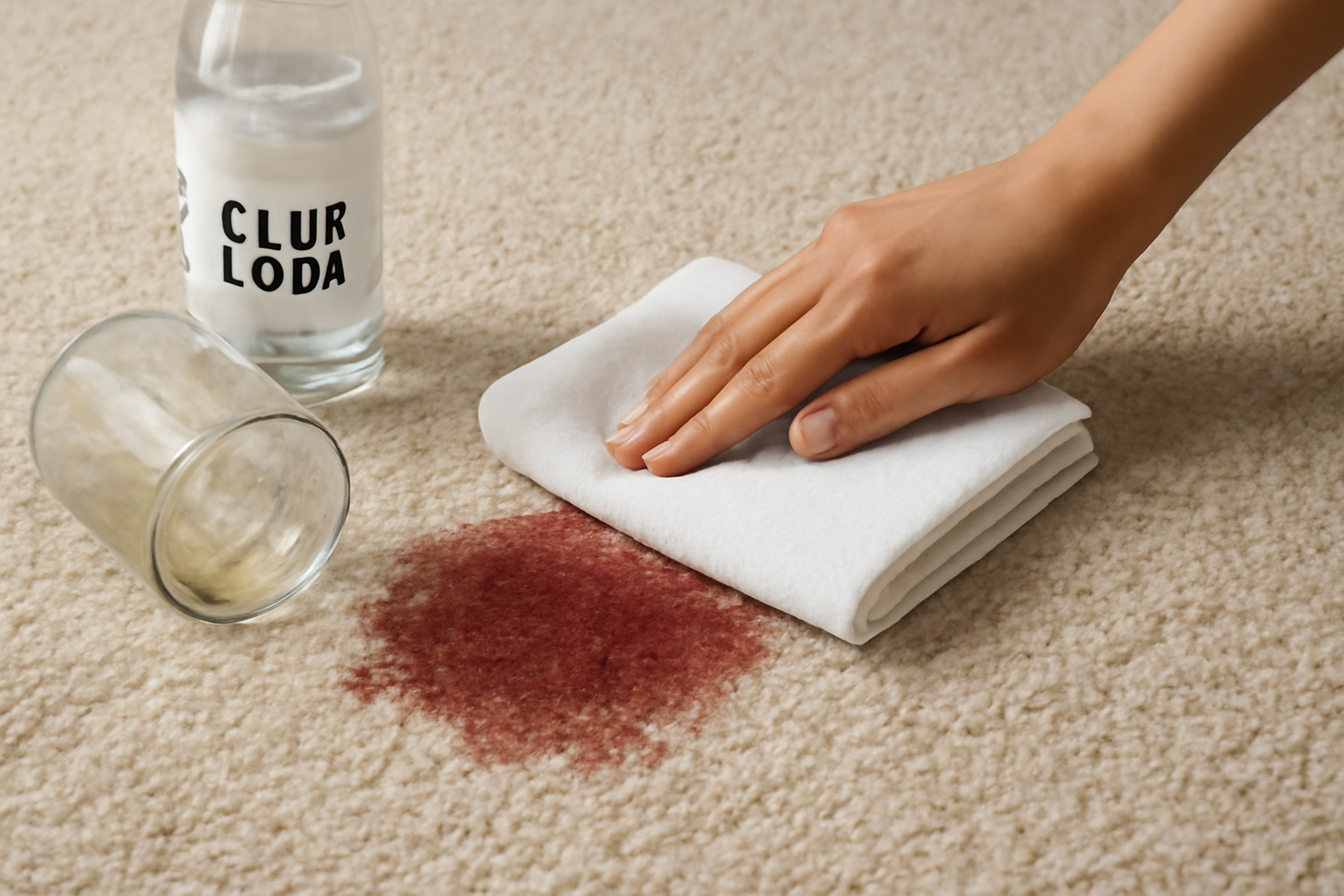 Imagen editorial: Cómo quitar una mancha de vino blanco de una alfombra de lana