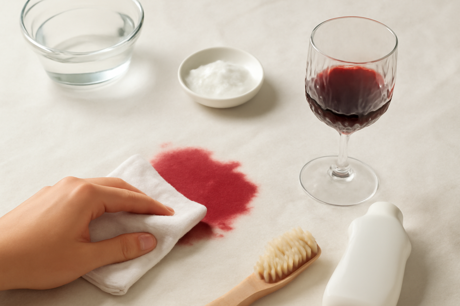 How to Remove Red Wine from a Linen Tablecloth: Fresh Spill and Dried Stain Steps illustration