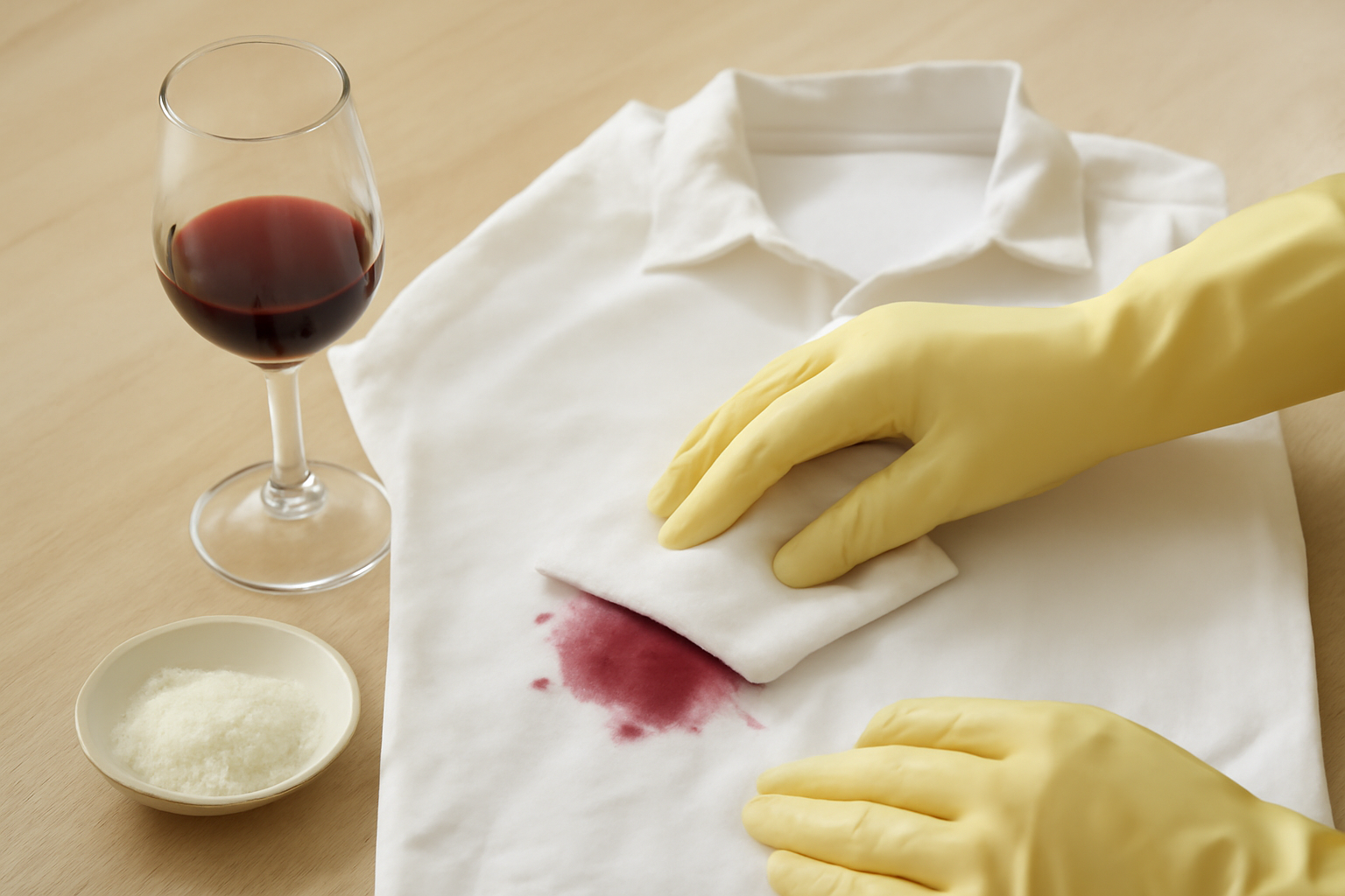 Imagen editorial: Cómo quitar una mancha de vino tinto de una camisa de algodón sin dañarla