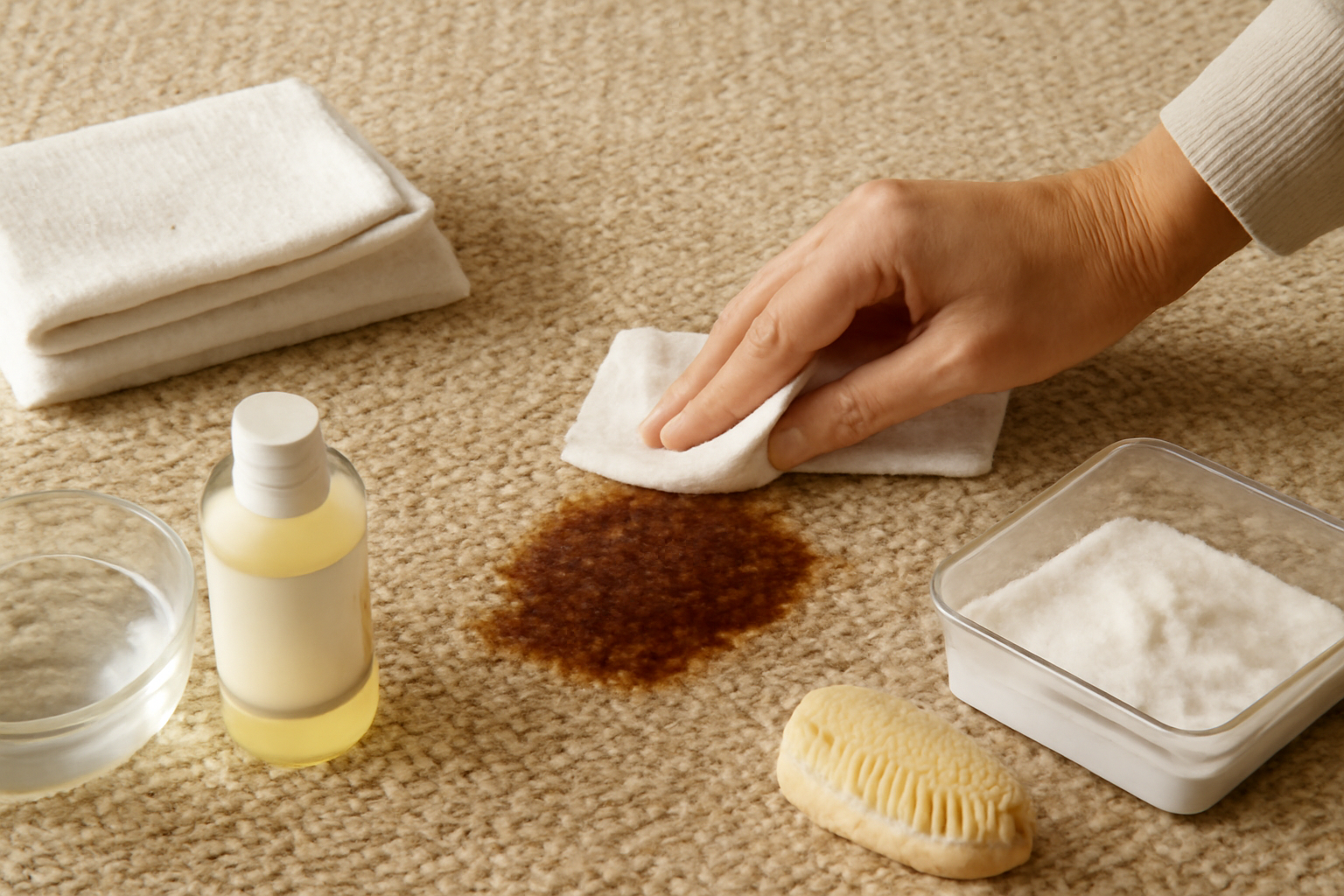 How to Remove Coffee from a Wool Rug: Fresh Spill and Dried Stain Steps illustration