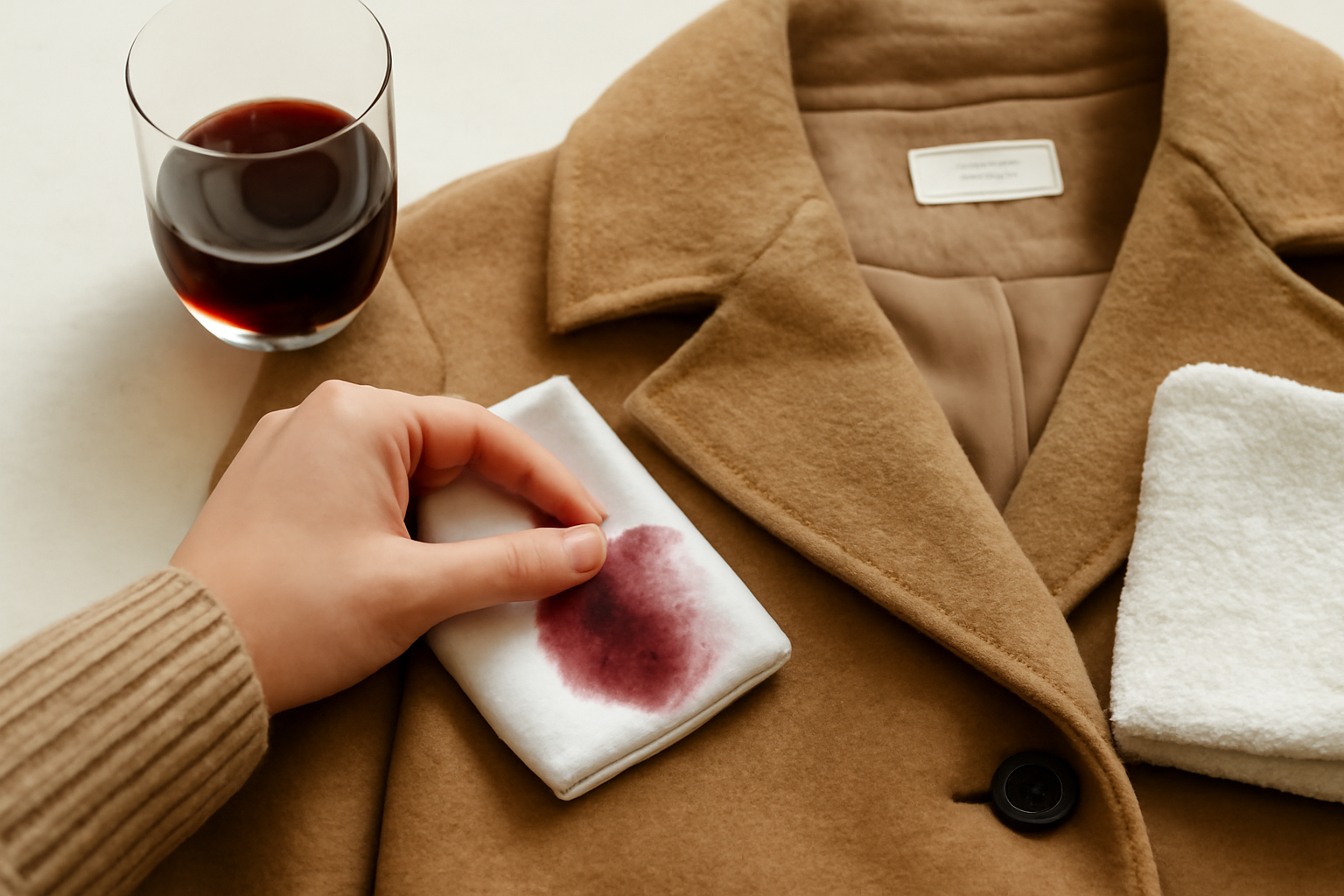How to Remove Red Wine from a Wool Coat: Fresh Spill and Dried Stain Steps illustration