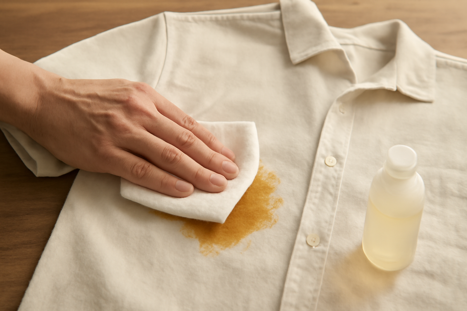 Imagen editorial: Cómo quitar una mancha de cerveza de una camisa de algodón