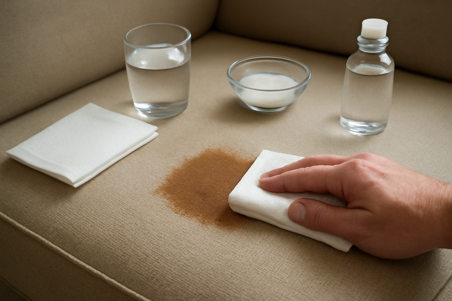 Coffee Stain Removal on a Cotton Couch: Fresh and Dried Methods illustration
