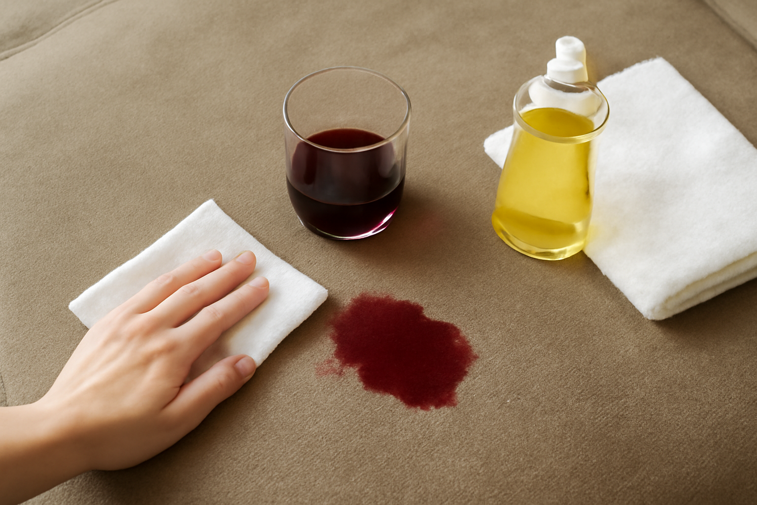 How to Remove Red Wine from a Microfiber Couch: Fresh Spill and Dried Stain Steps illustration