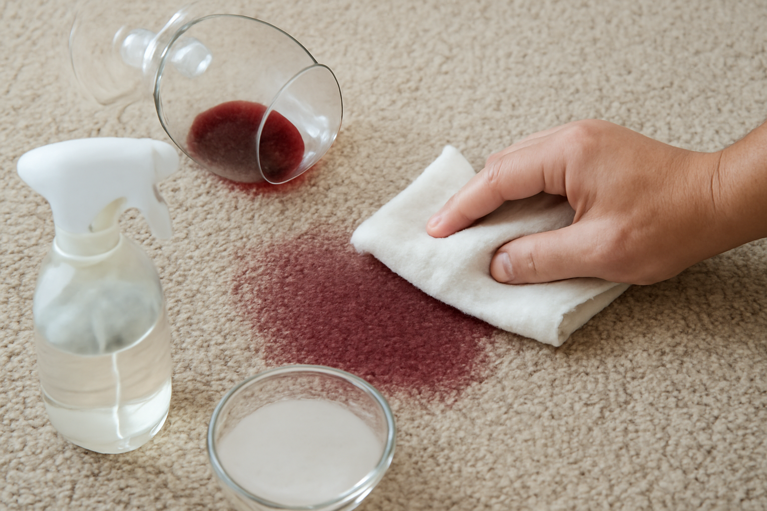 How to Remove Red Wine from a Nylon Carpet: Fresh Spill and Dried Stain Steps illustration
