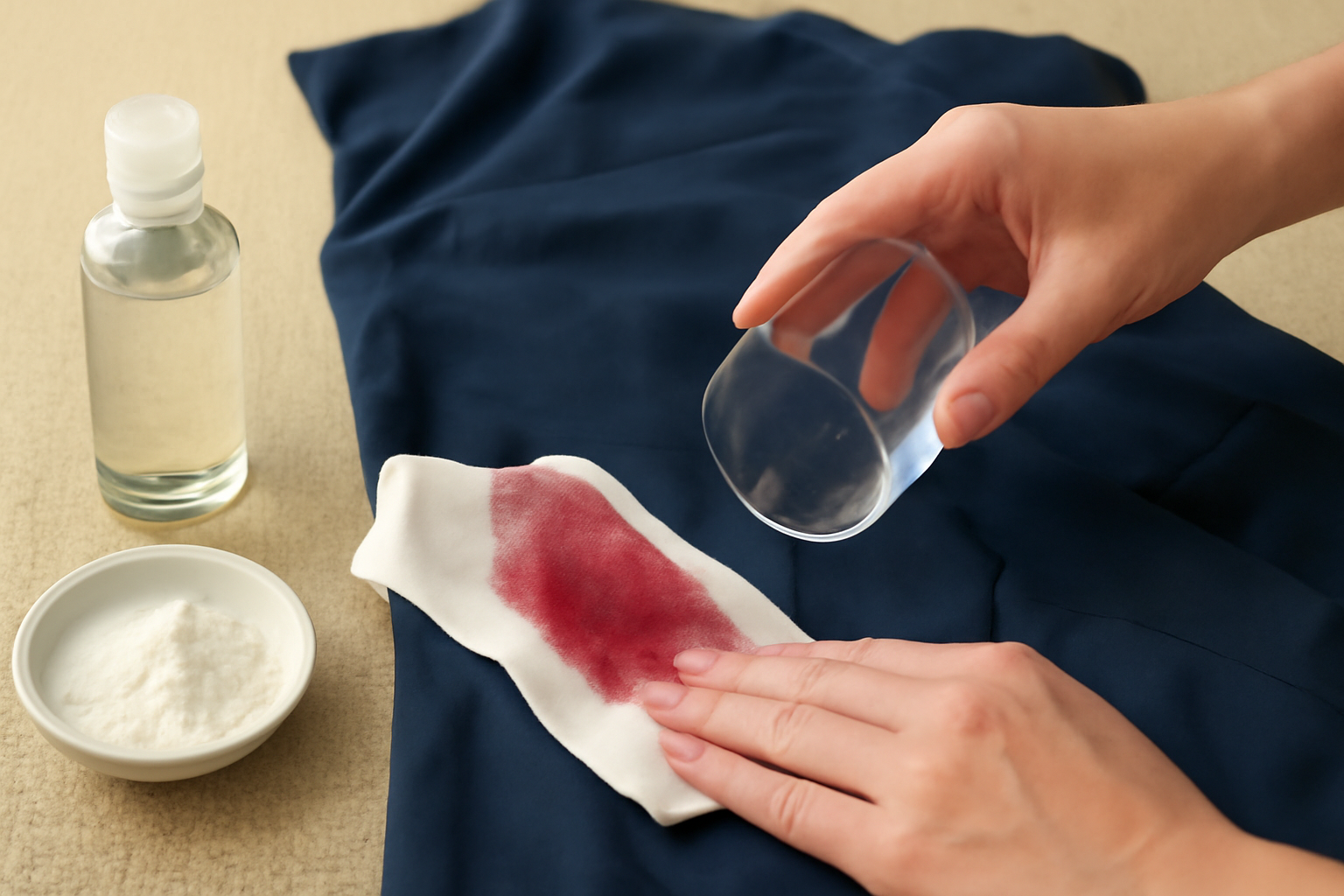 How to Remove Red Wine from a Polyester Dress: Fresh Spill and Dried Stain Steps illustration
