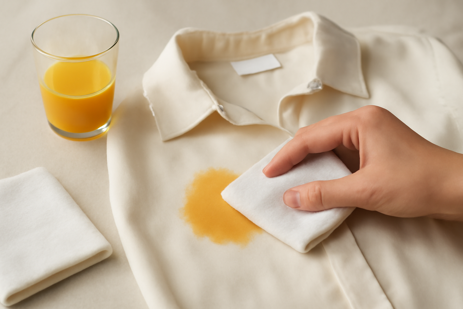 Imagen editorial: Cómo quitar una mancha de jugo de naranja de una blusa de seda sin dañarla