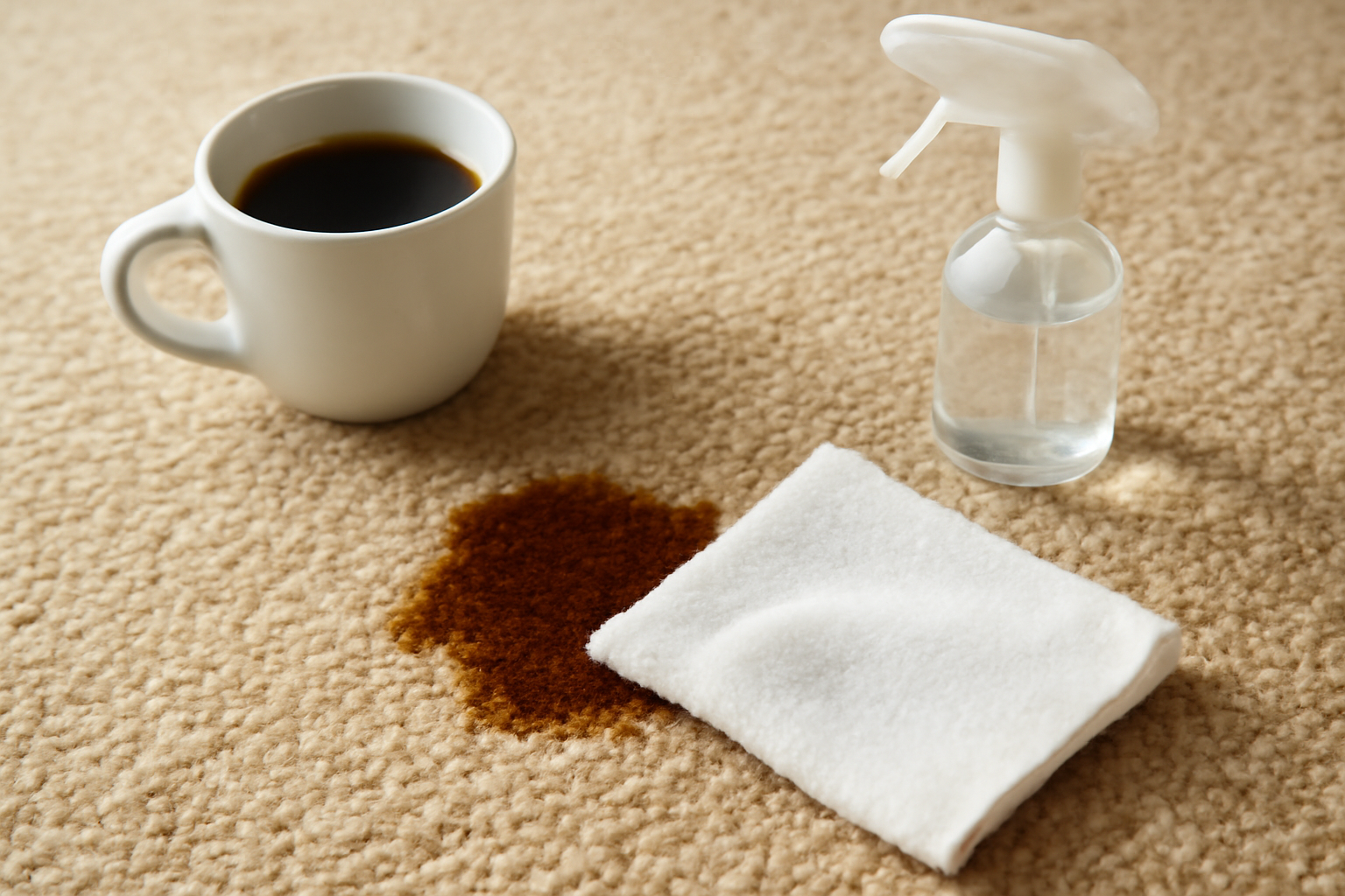 Imagen editorial: Cómo quitar una mancha de café de una alfombra de lana: pasos para manchas frescas y secas