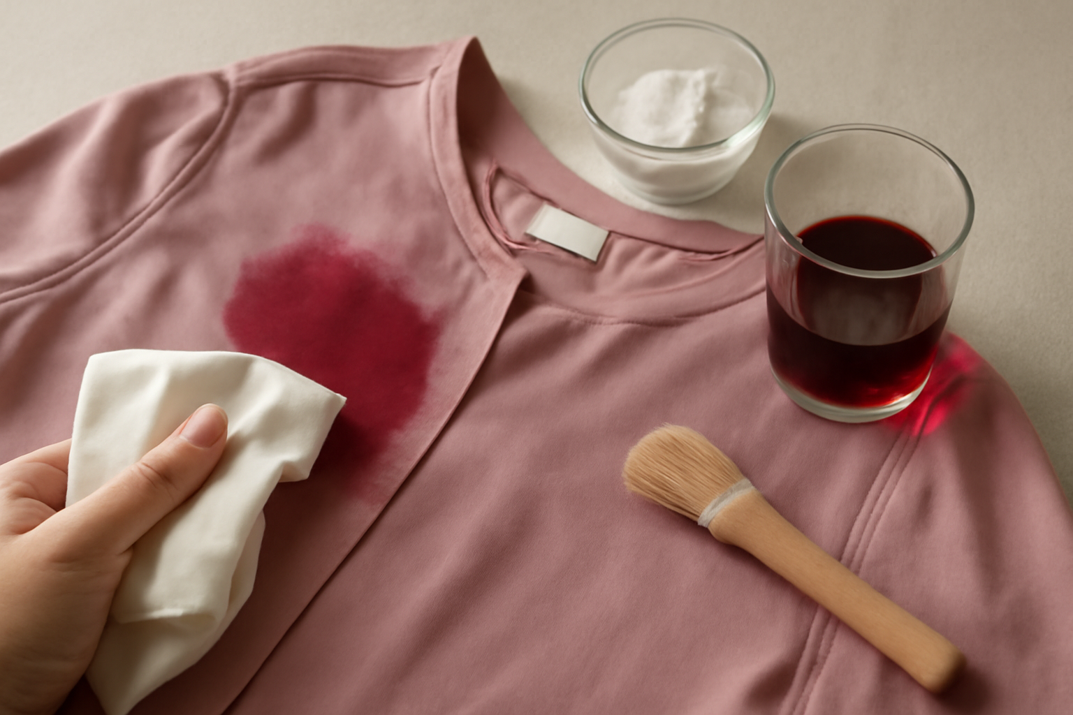 How to Remove Red Wine from a Silk Blouse: Fresh Spill and Dried Stain Steps illustration