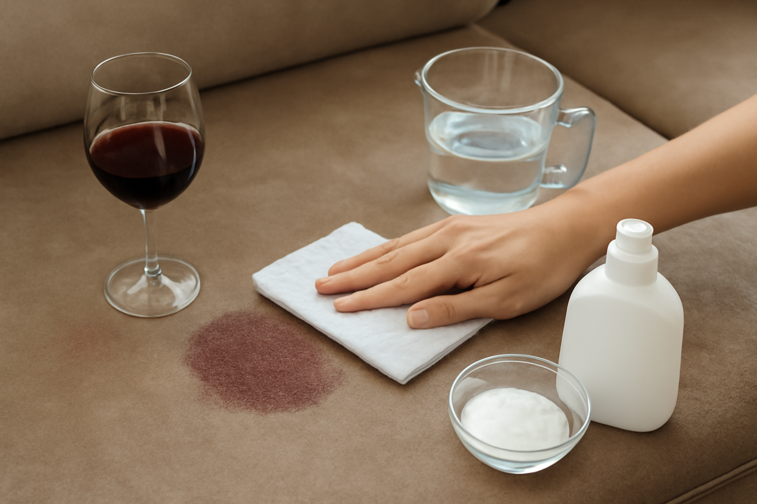 How to Remove Red Wine from a Microfiber Couch: Fresh Spill and Dried Stain Steps illustration