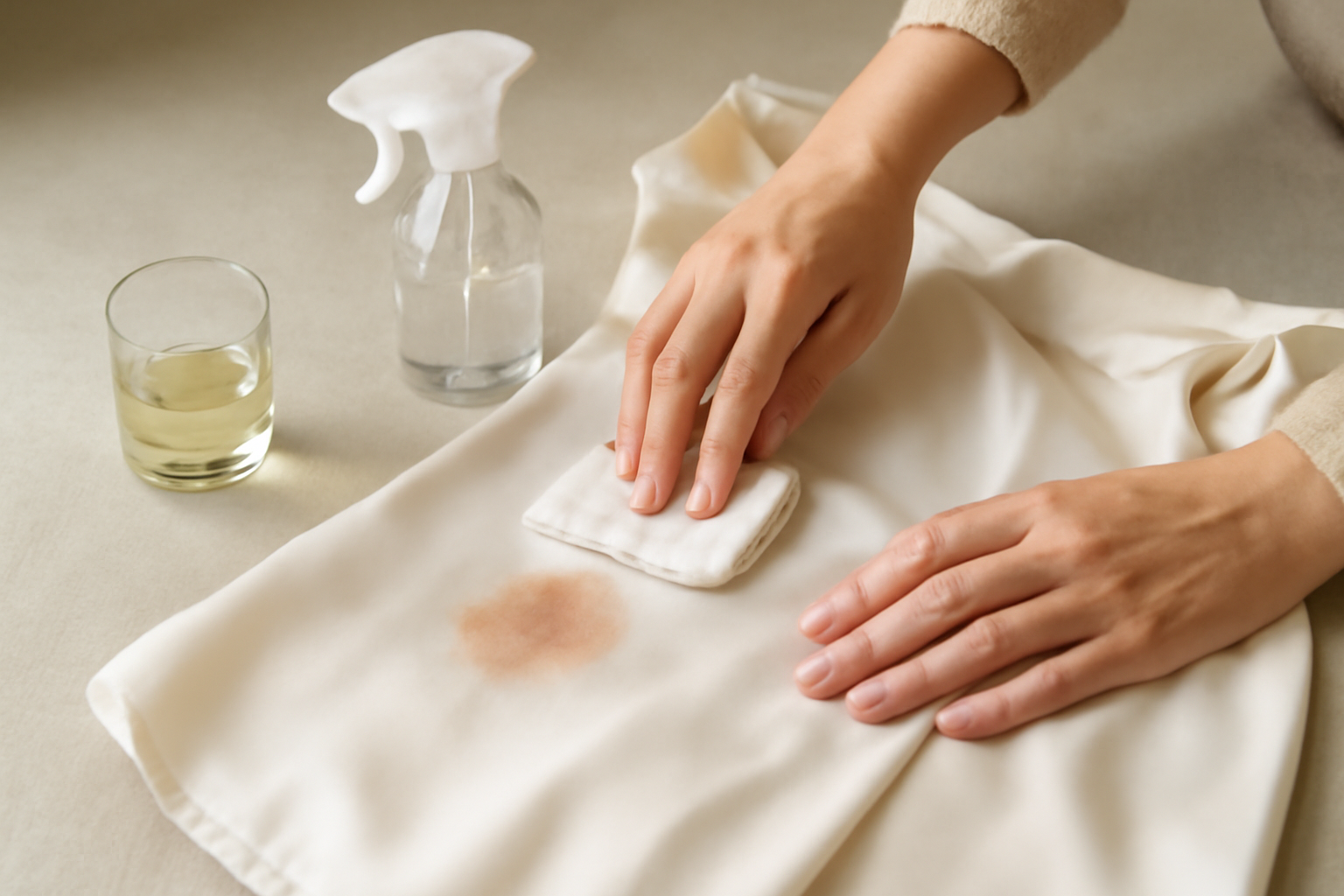 Imagen editorial: Cómo quitar una mancha de vino blanco de una blusa de seda: pasos para manchas frescas y secas