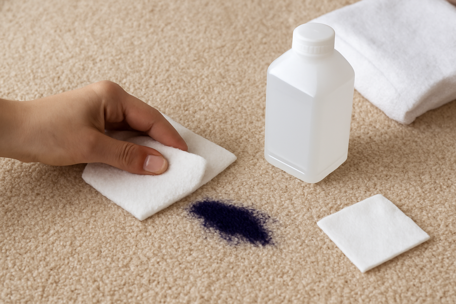 Remove Ballpoint Ink from Carpet: Fresh and Dried Stain Steps for Synthetic Carpets illustration