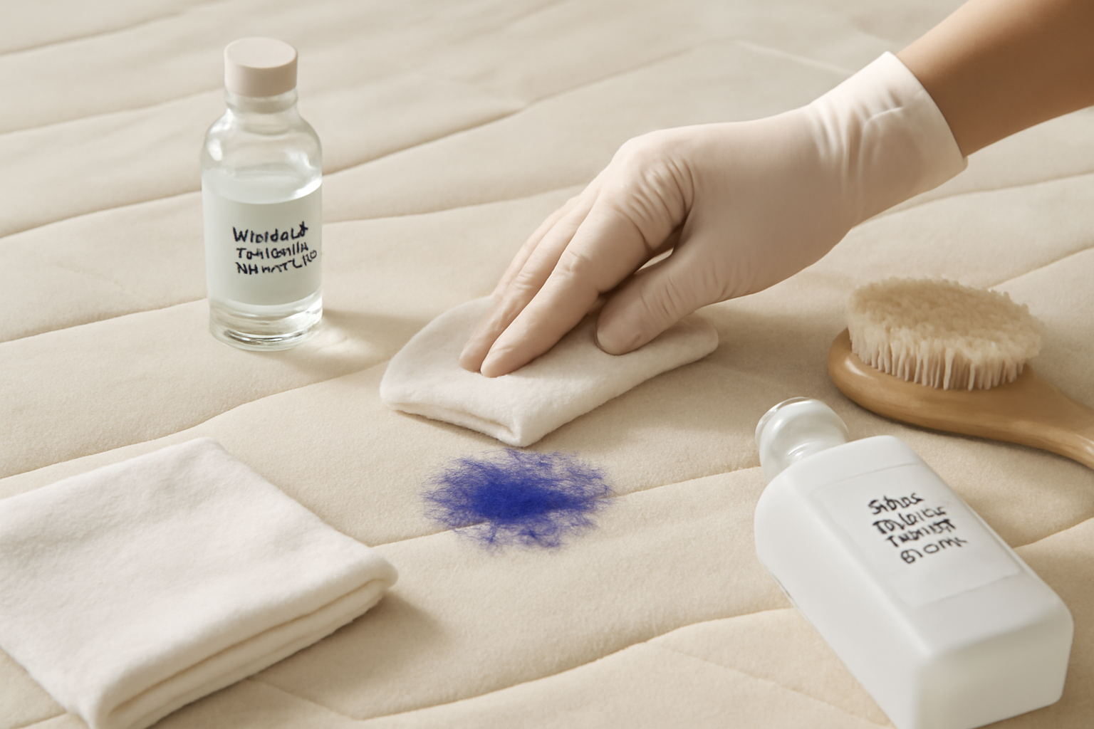 How to Remove Ballpoint Ink from a Mattress: Fresh Spill and Dried Stain Steps illustration