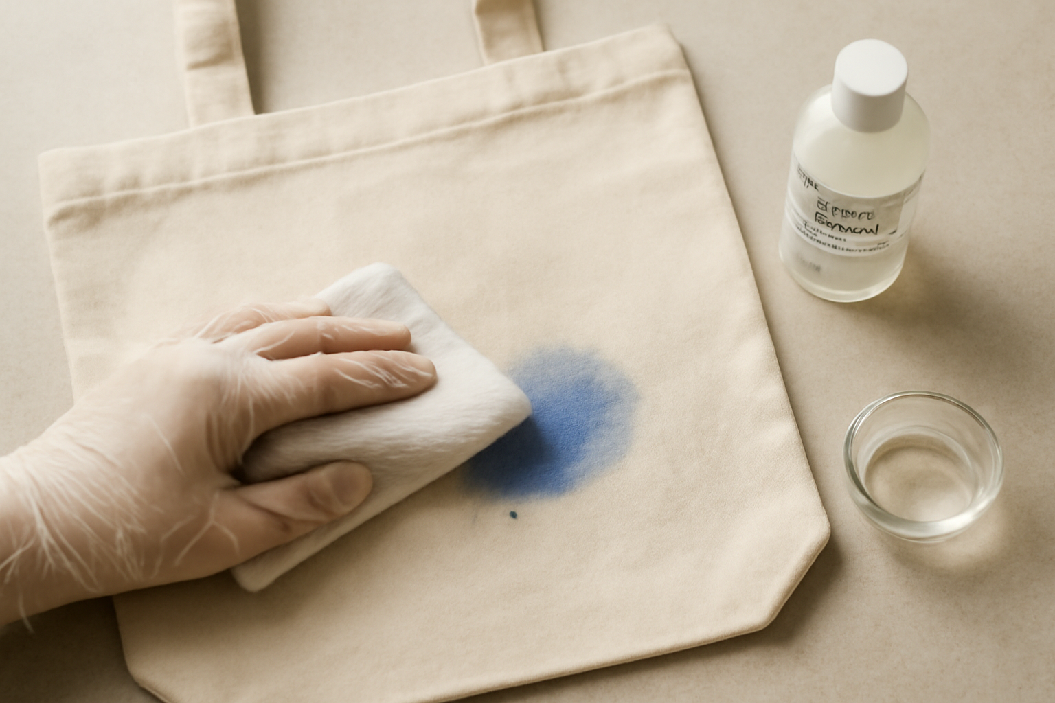 How to Remove Ballpoint Ink from a Canvas Tote Bag: Fresh and Dried Stain Removal illustration