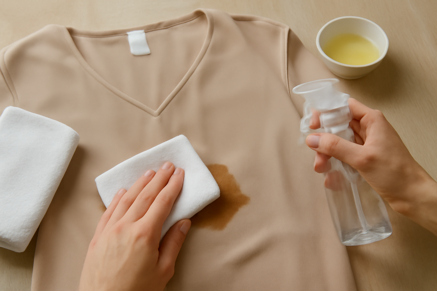 Imagen editorial: Cómo quitar una mancha de café de un vestido de poliéster: pasos para manchas frescas y secas