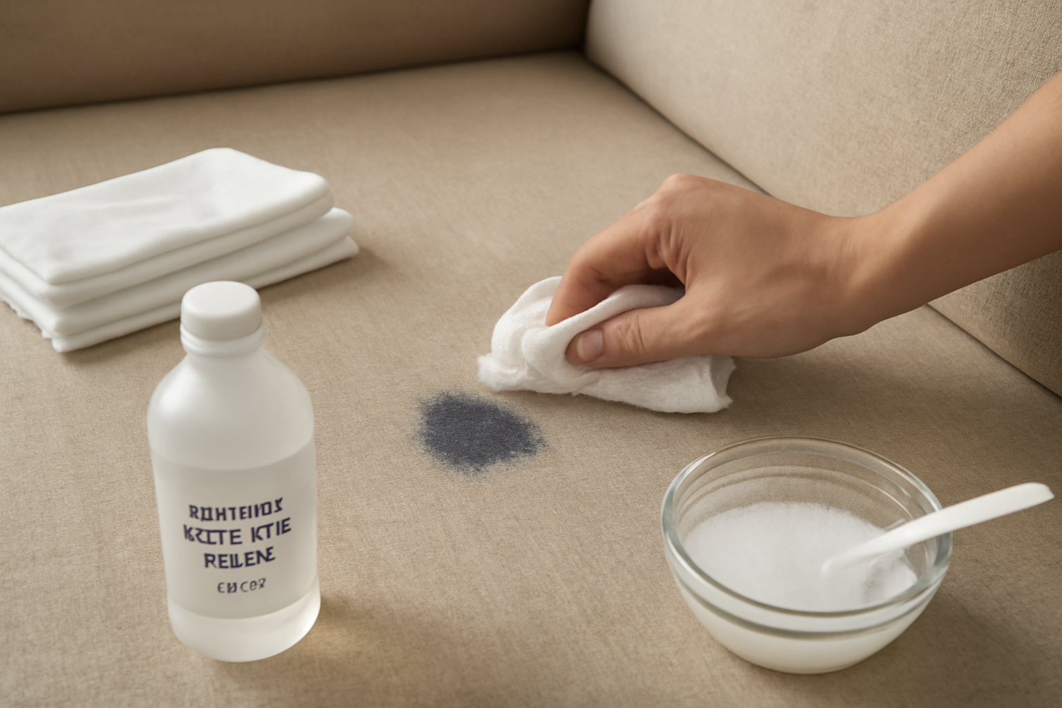 How to Remove Ballpoint Ink from a Fabric Sofa: Step-by-Step Guide for Fresh and Dried Stains illustration