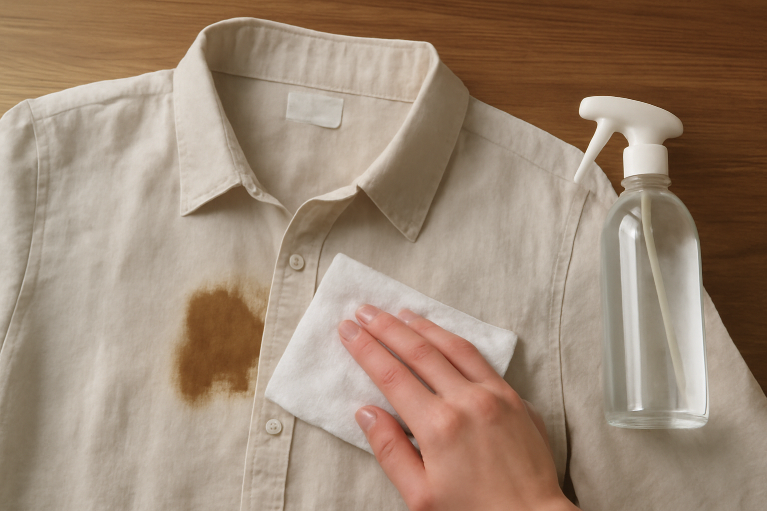 Imagen editorial: Cómo quitar una mancha de café de una camisa de lino: pasos para manchas frescas y secas