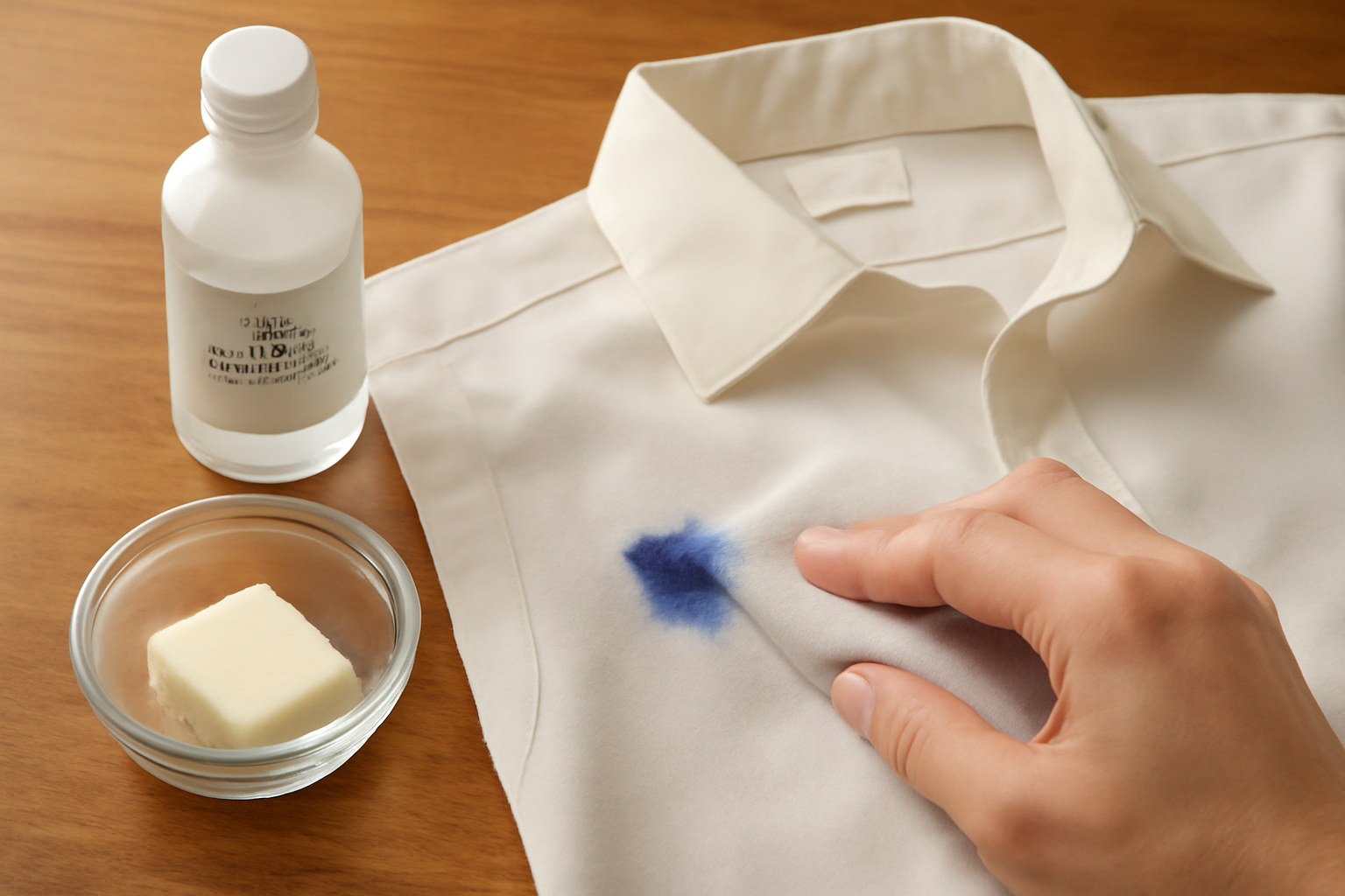 How to Remove Ballpoint Ink from a Polyester Dress Shirt: Fresh and Dried Stain Methods illustration