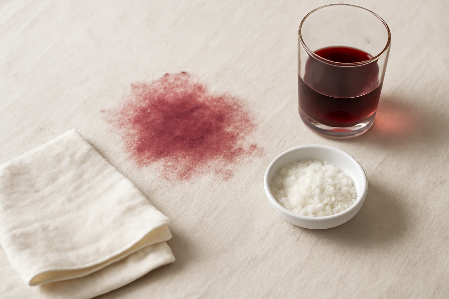 Red Wine on a Cotton Tablecloth: Fresh and Dried Stain Removal Steps illustration