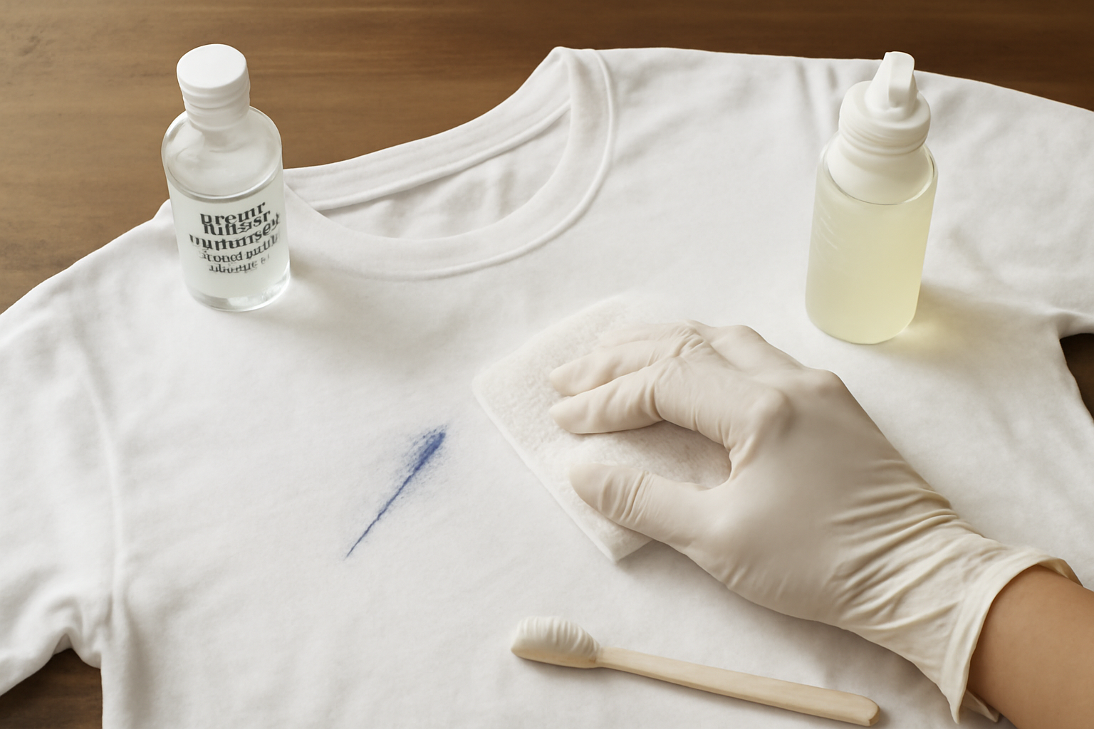 How to Remove Ballpoint Ink from a Cotton T-Shirt: Fresh and Dried Stain Steps illustration