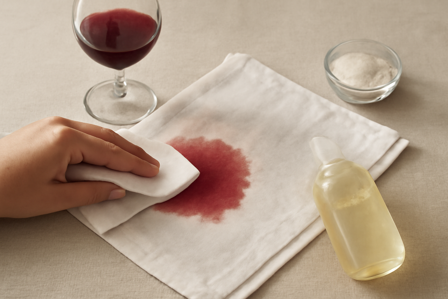 How to Remove Red Wine from a Linen Napkin: Fresh and Dried Stain Steps illustration